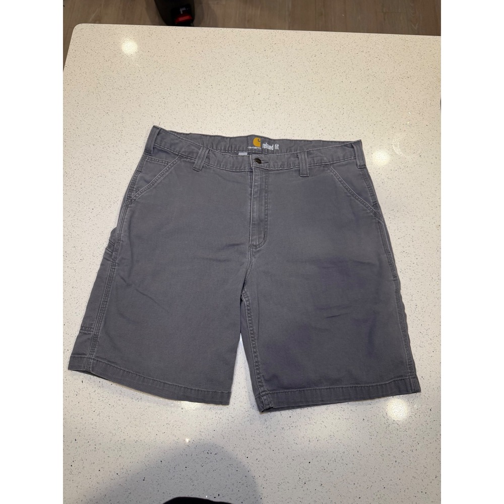 Carhartt Mens Gray Relaxed Fit Canvas Carpenter Work Shorts Size 38 Utility